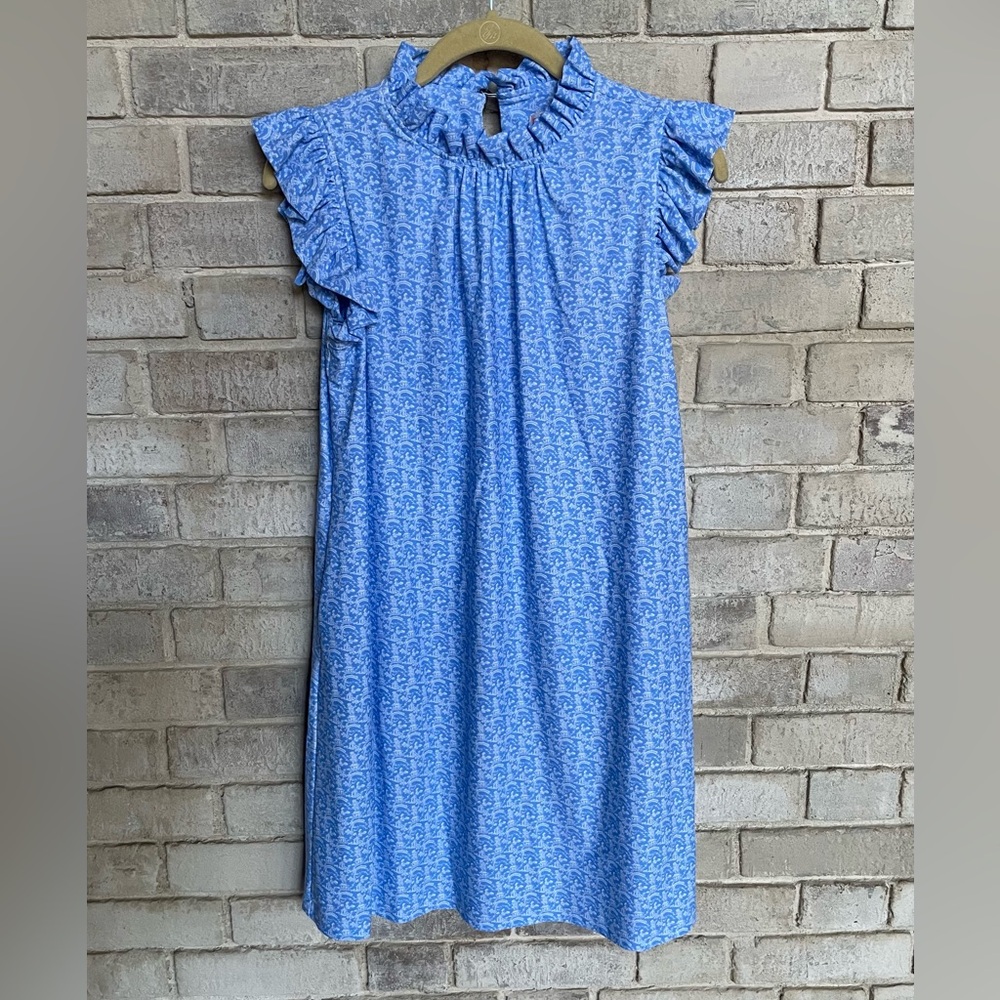 JUDE CONNALLY Size S Shari Dress, blue and white